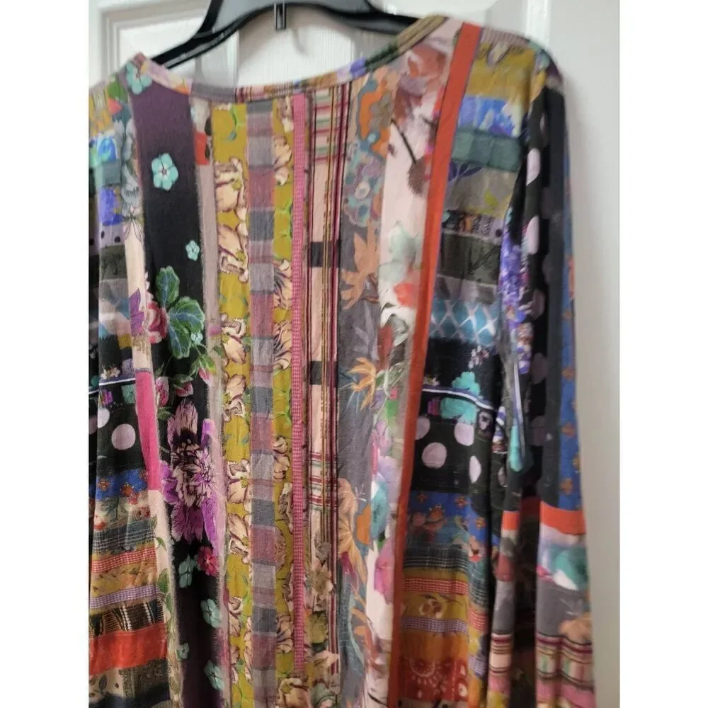 Johnny Was Patchwork Puff-Sleeve Top 1X